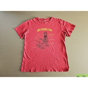 MOUNTAIN KHAKI'S T - Shirt Mens Large Red Short Sleeve How To Make A Fire
